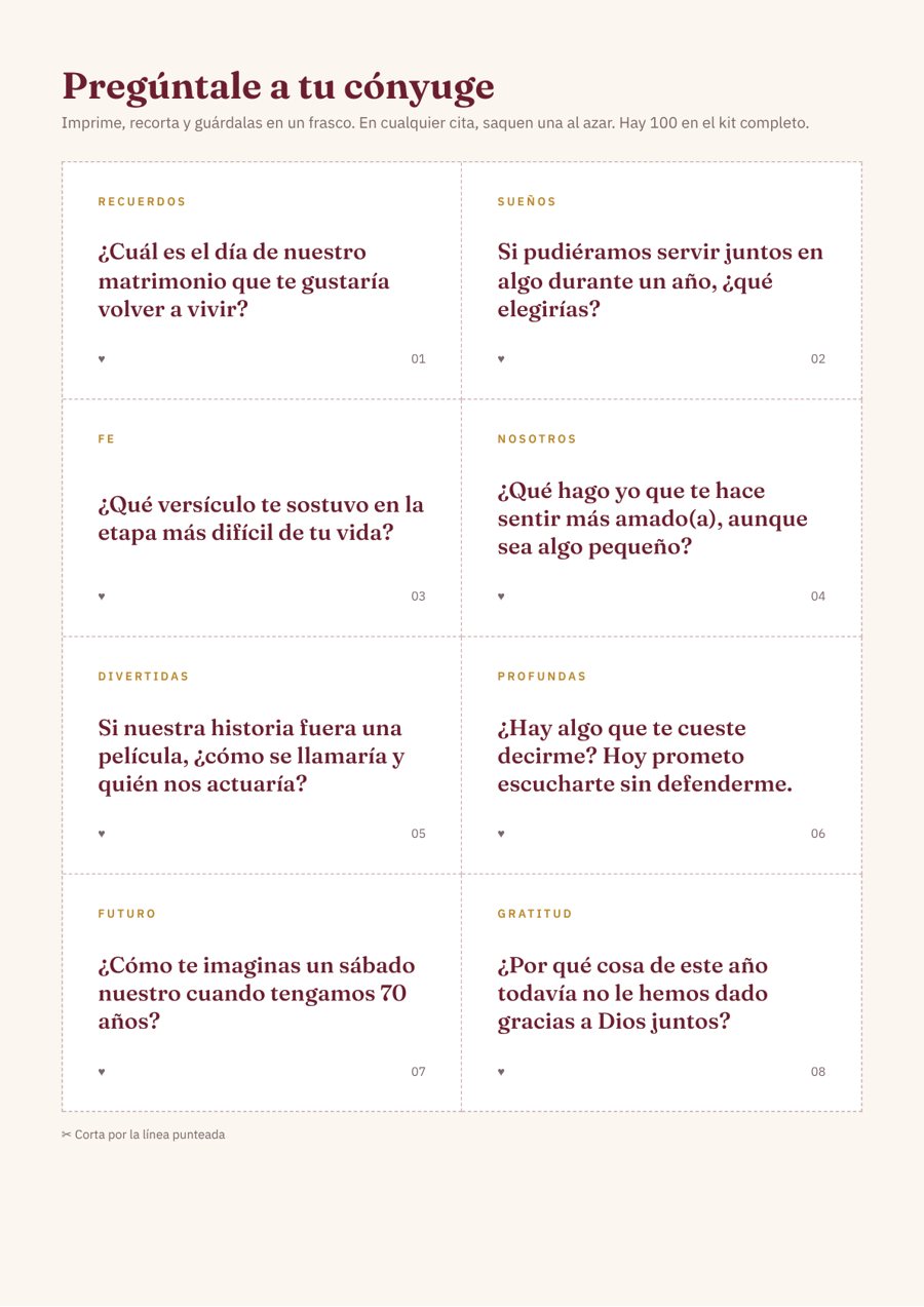 Tarjetas Pregúntale a tu cónyuge